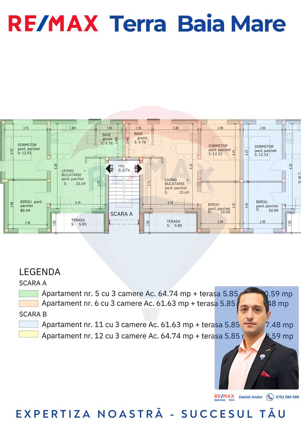 Apartament nou cu 3 camere de vânzare