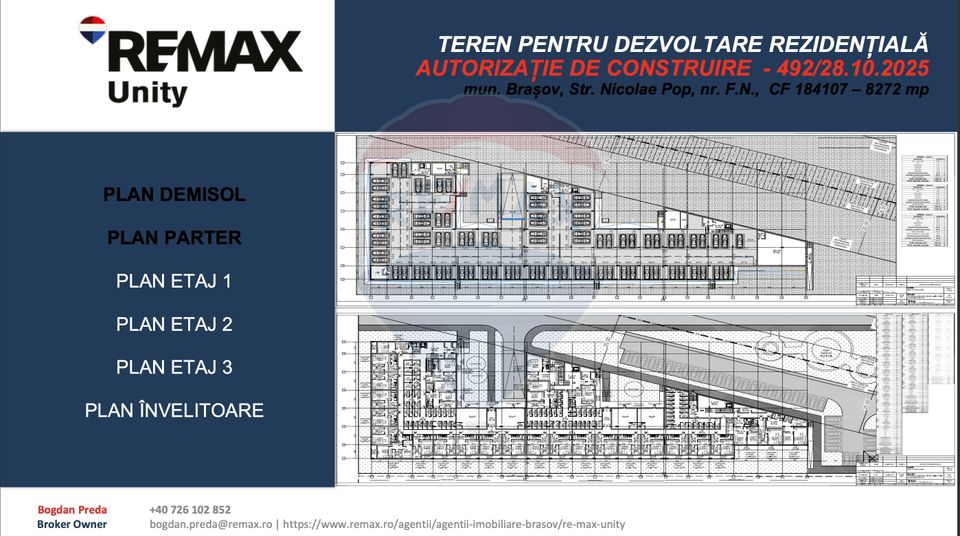 Teren dezvoltare rezidențială 8,272mp Brasov/AUTORIZATIE DE CONSTRUIRE