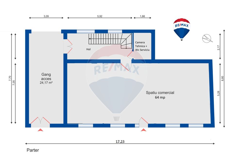 64sq.m Commercial Space for rent, Ultracentral area