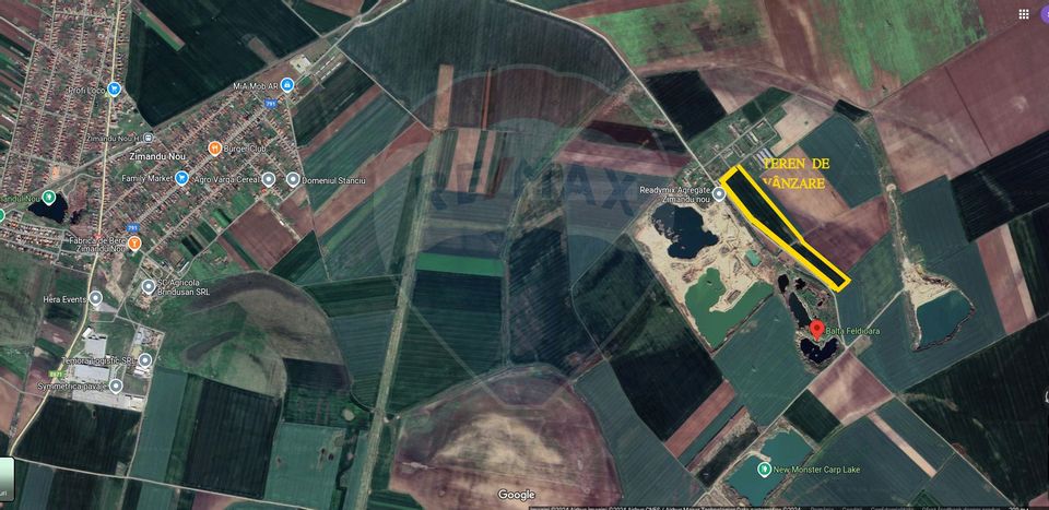 Teren de vânzare 113,931 mp, pretabil balastieră în Zimandu Nou