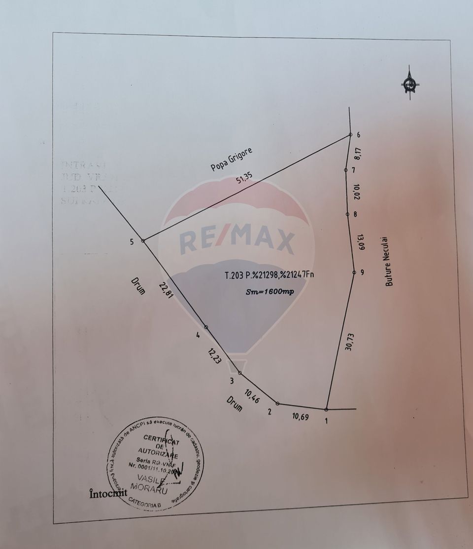 Land 1,600sqm Haulisca / Strada Unirii
