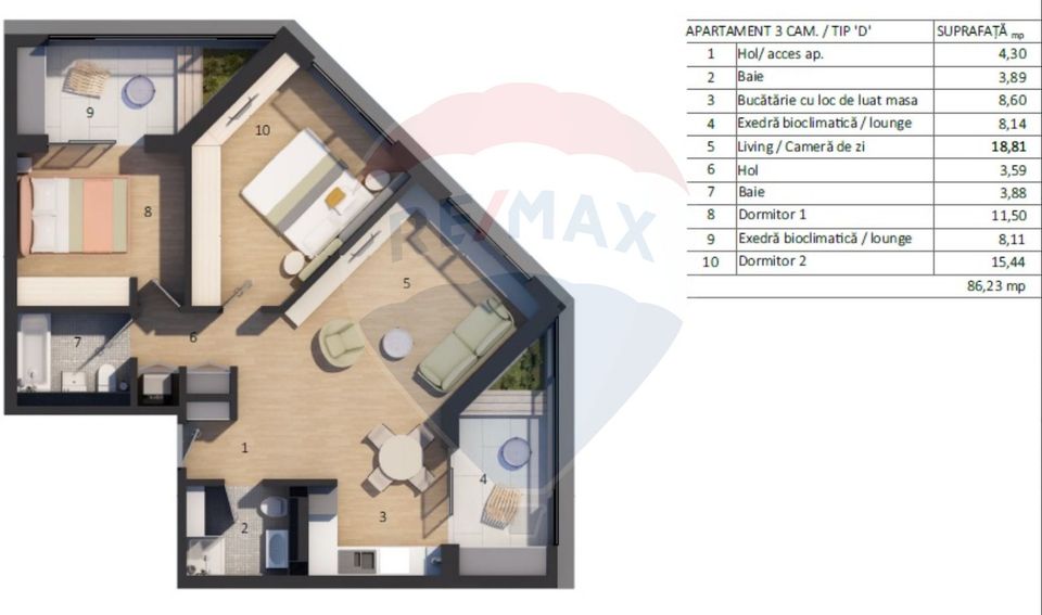 3 room Apartment for sale, Manastur area