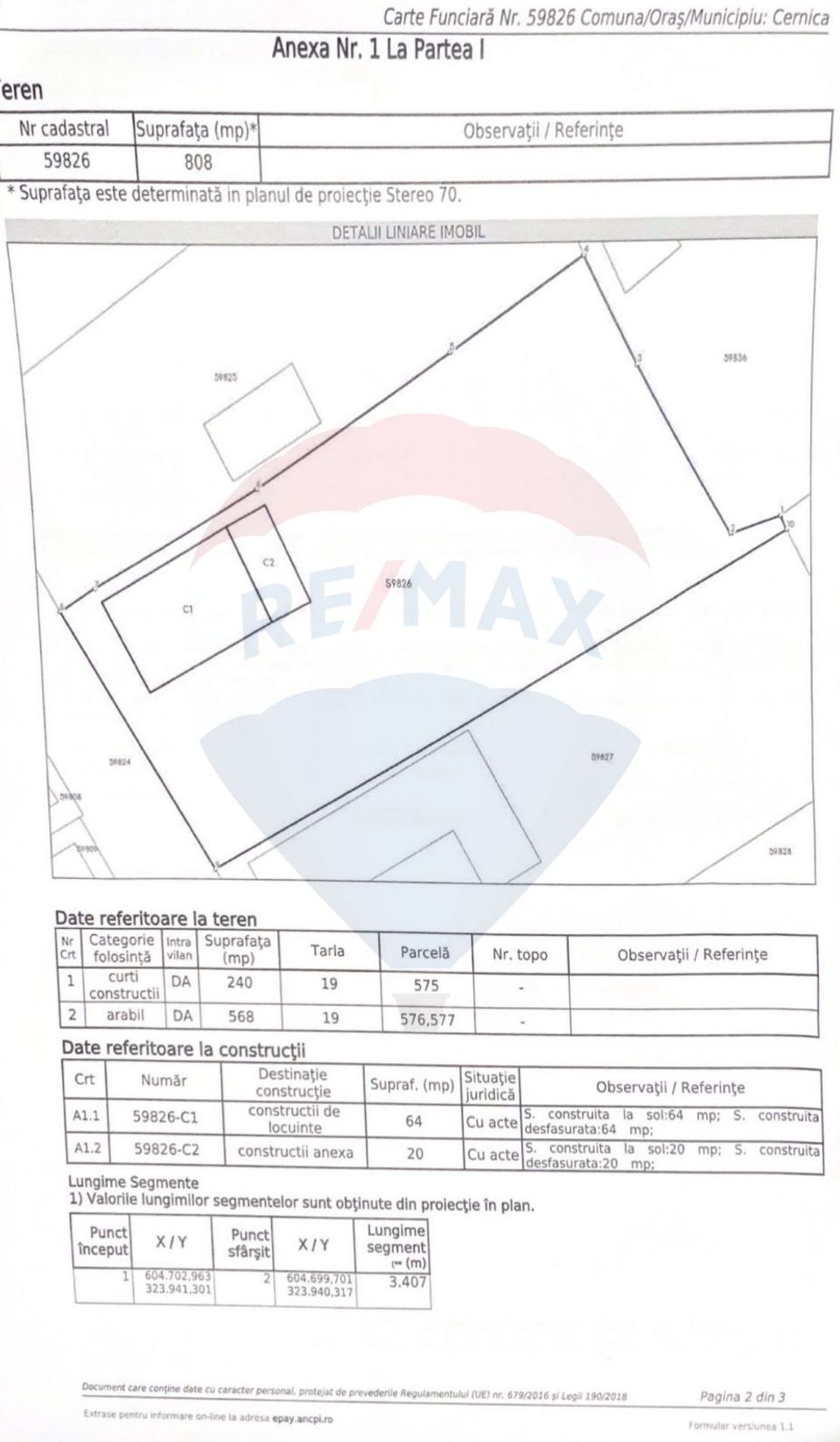 Teren intravilan de vanzare | Cernica – Tanganu | 808 mp