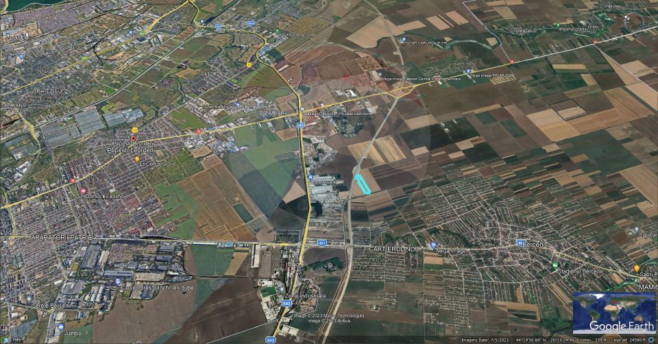 4.43 ha land for logistic warehouse, opening Bucharest  highway ring