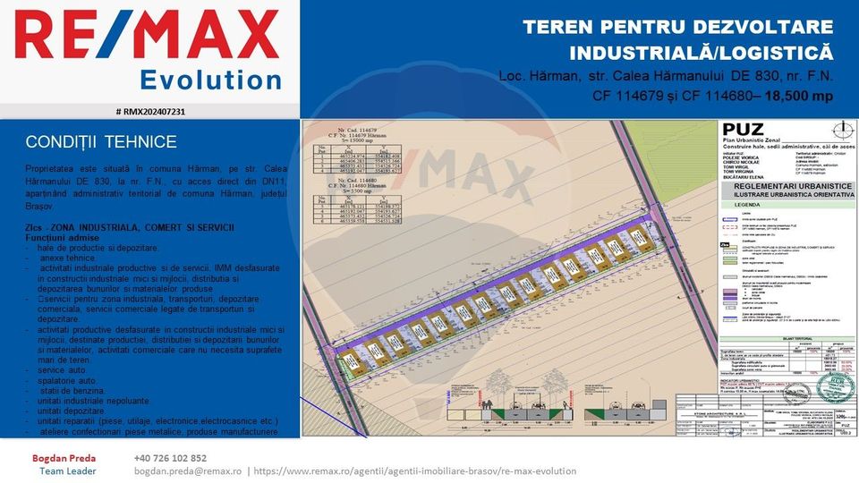 DE VÂNZARE|Teren Hărman INDUSTRIAL/Calea Harmanului(DE830) comsion 0%