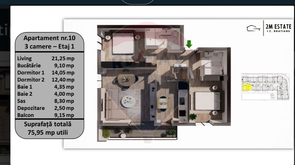 1 room Apartment for sale, Tractorul area