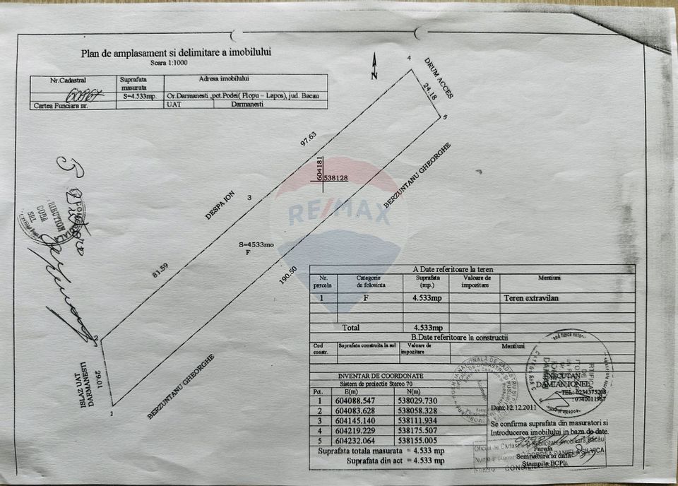 Land 65,313sqm Darmanesti / Strada Principala