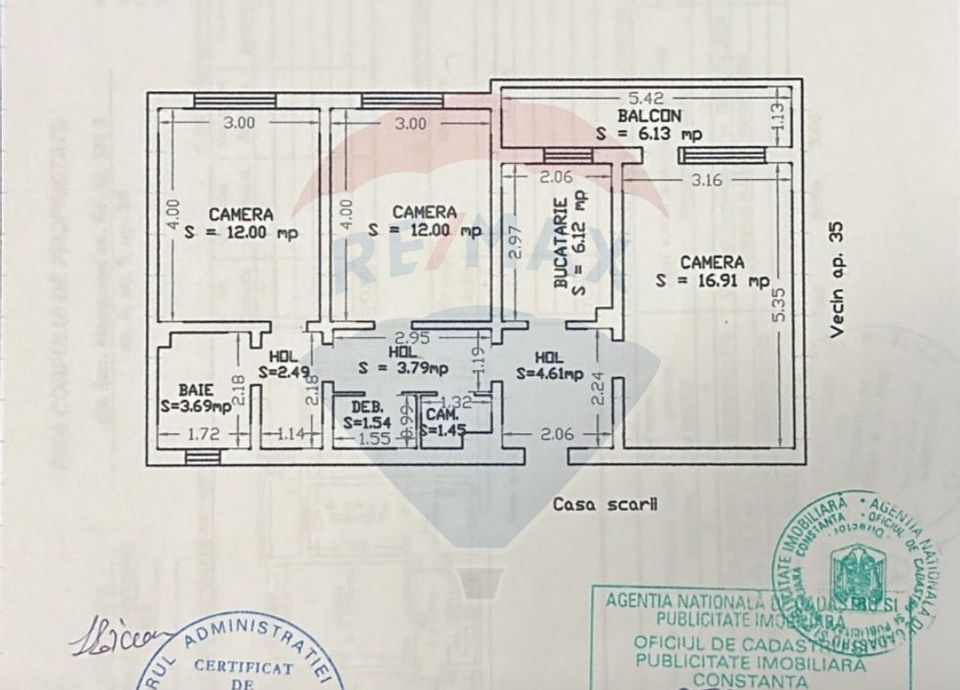 Apartament 3 camere de vanzare, Abator Constanta