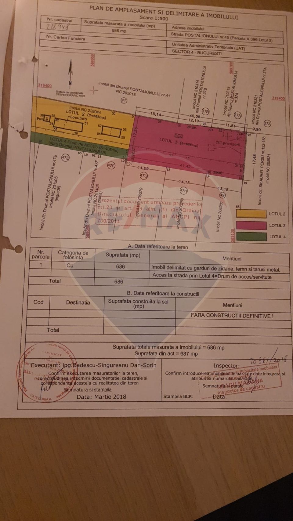 Teren intravilan de vanzare – 822 mp, Strada Poștalionului