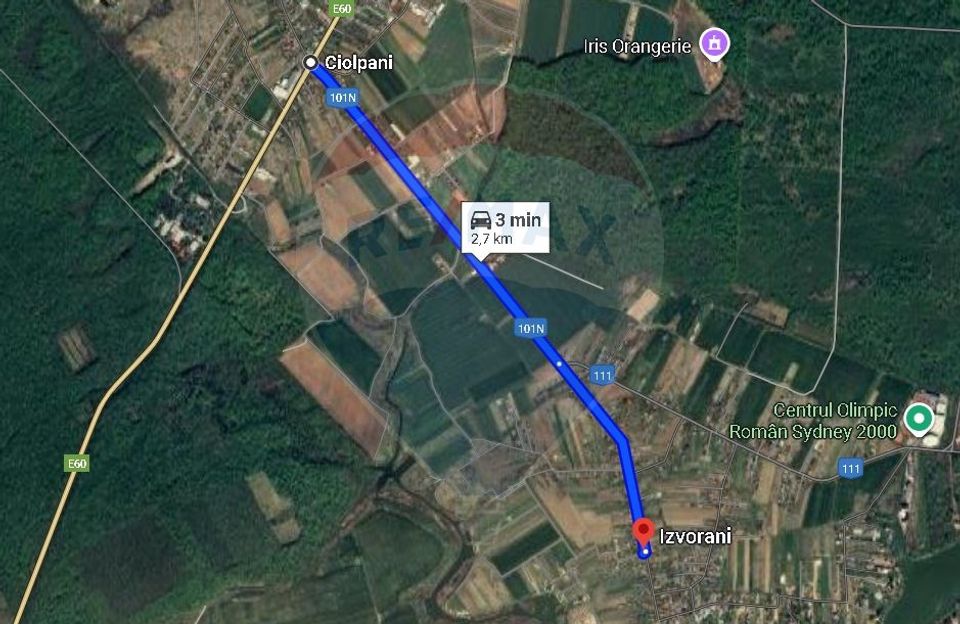 Teren intravilan 1.400mp Izvorani (IF), drum asfaltat, la 3 min de DN1