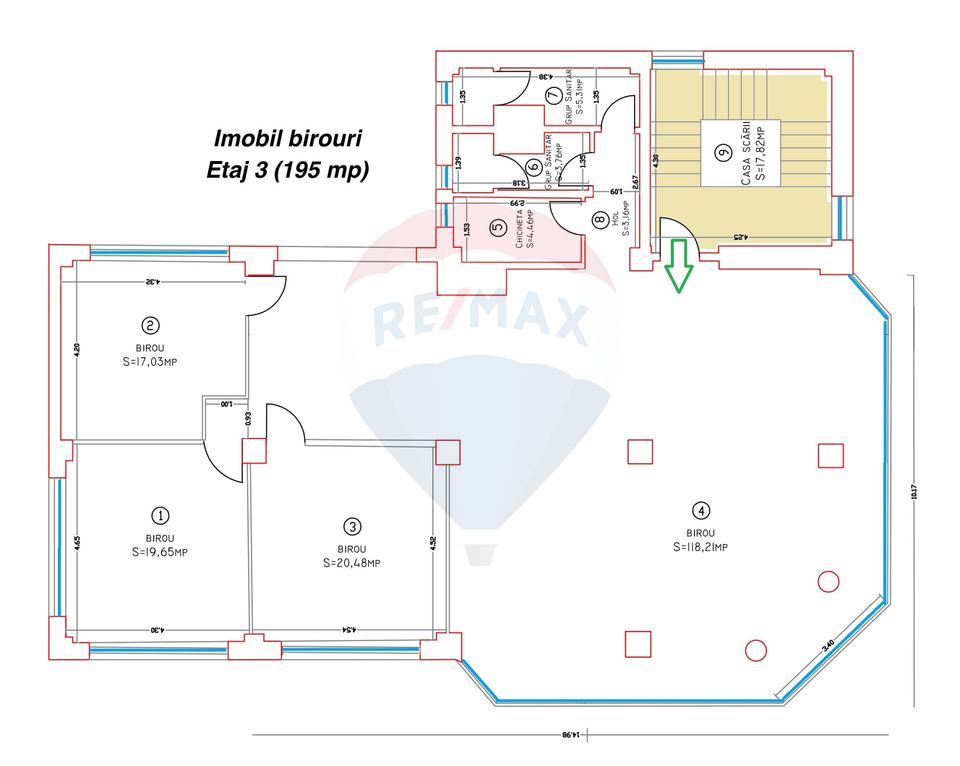 Imobil de birouri de inchiriat 1200 mp Central. Comision 0%