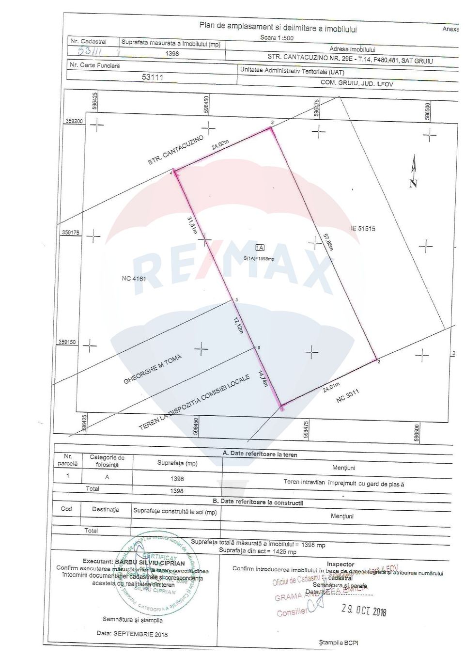 Land 1,398sqm Gruiu / Strada Cantacuzino