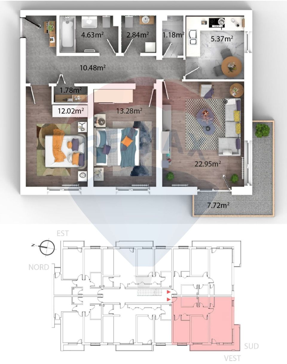 Mountain View Residence, apartament 3 camere