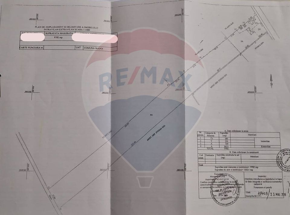 Land 9782sqm Opening 27 m Tantareni Blejoi