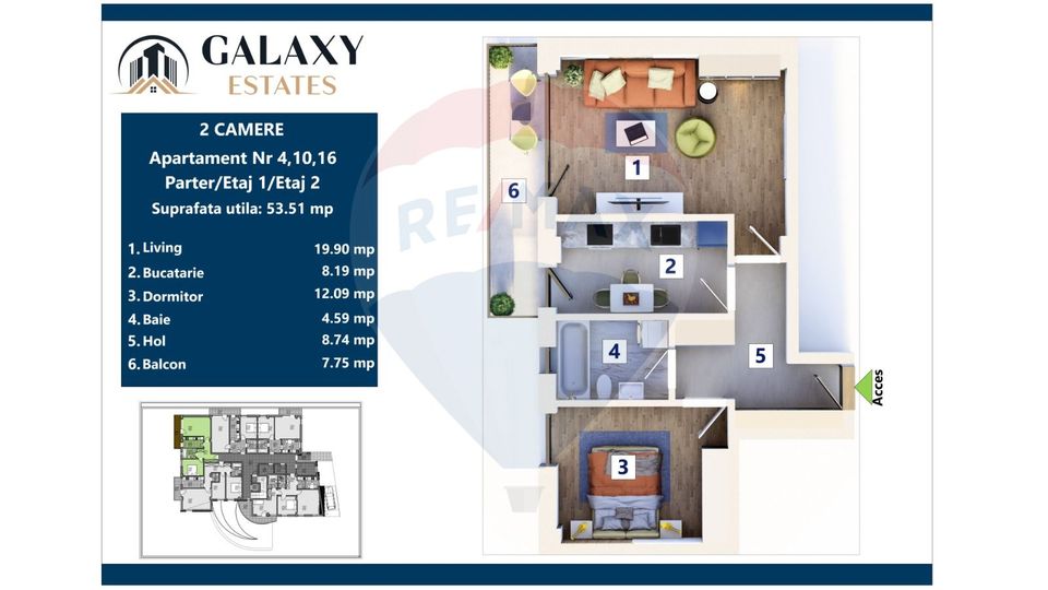 COMISION 0% Apartament 2 camere/ Tractorul / Galaxy Estates
