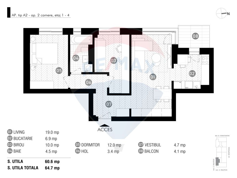 3 room Apartment for sale, Aviatiei area