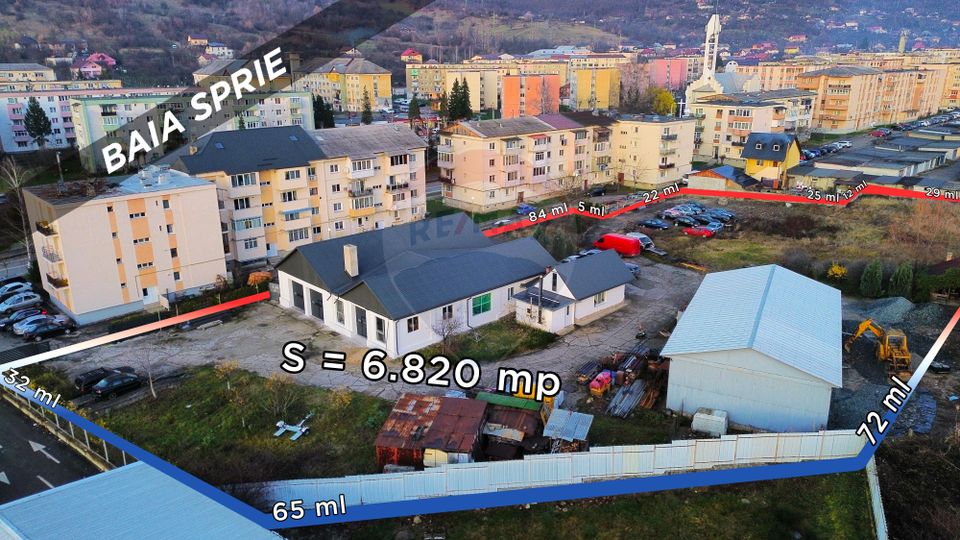 Teren 6,820mp, service, birouri si 2 hale in Baia Sprie zona Centrala