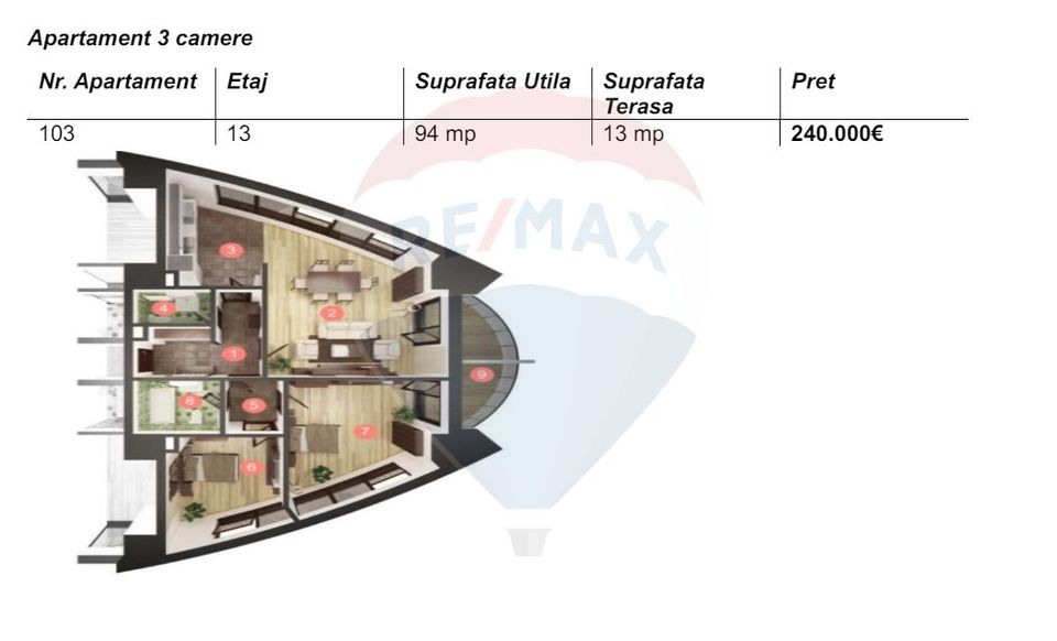 3 room Apartment for sale, Manastur area