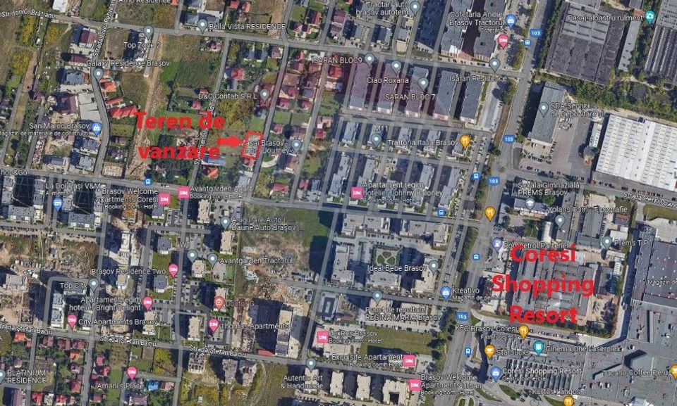 Teren Brasov, zona Coresi, 1000mp, toate utilitățile