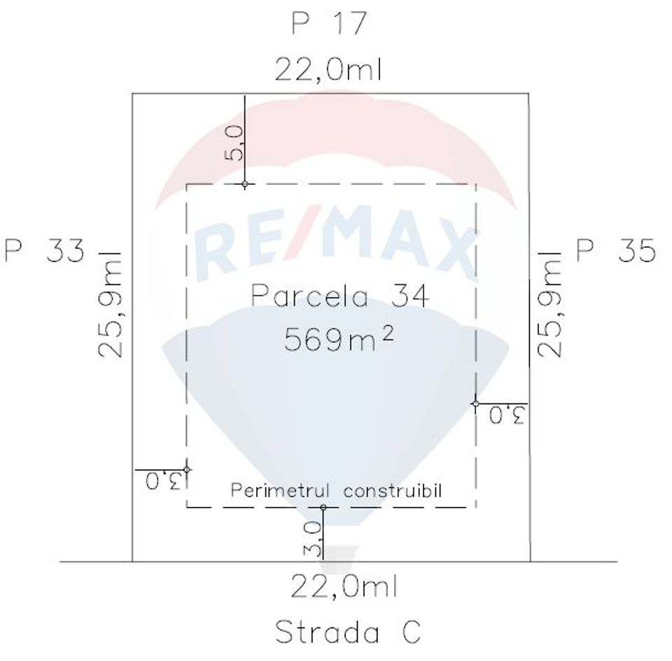 Land 569sqm Sub Coasta / Strada Principala