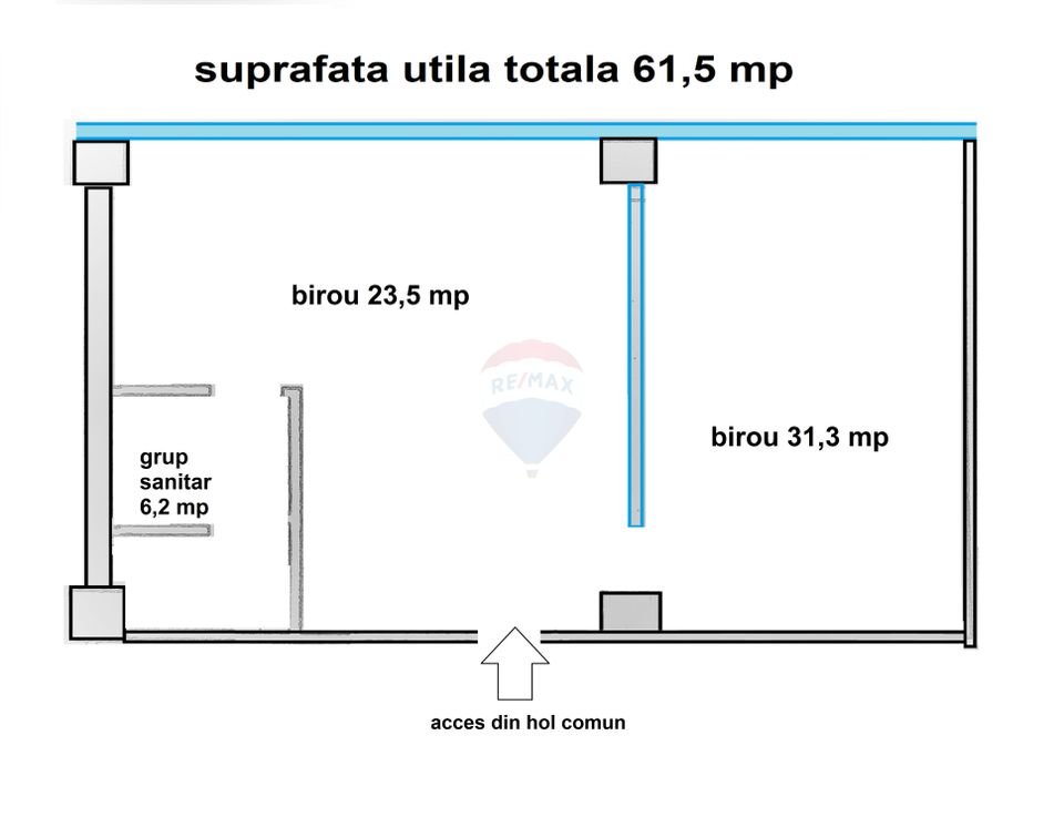 62sq.m Office Space for rent, Central area