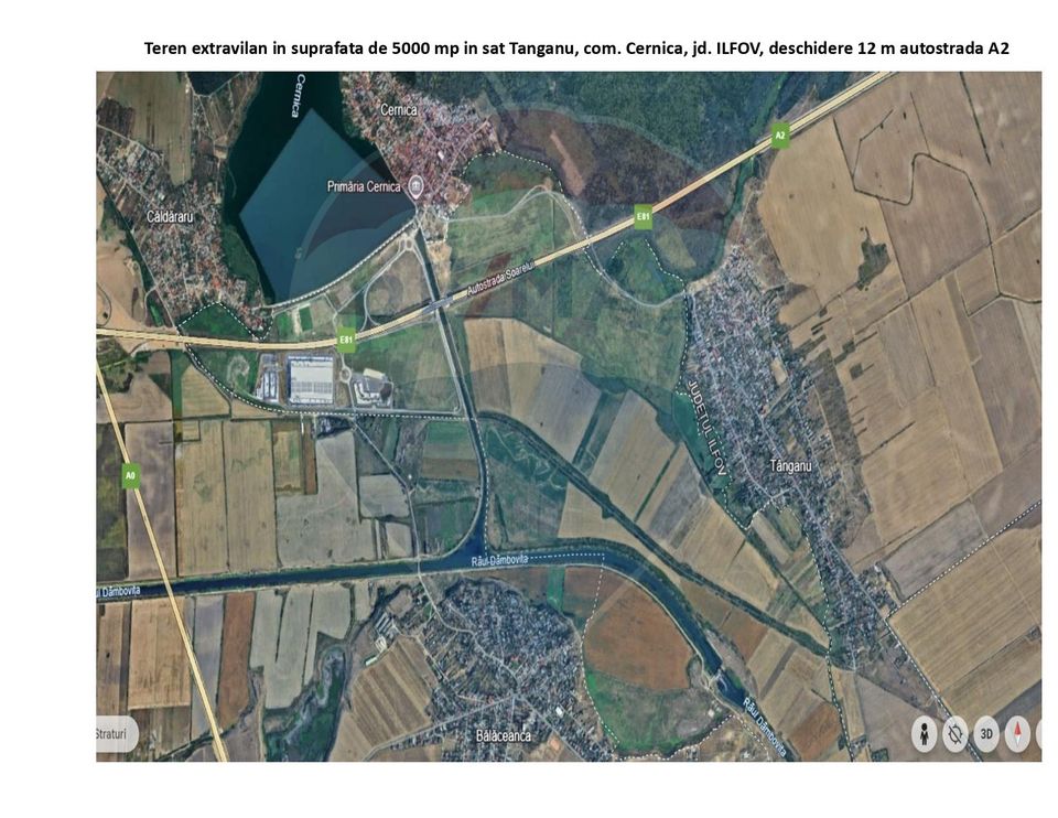 Vanzare teren extravilan 5.000 mp Tanganu/ Cernica, la Autostrada A2