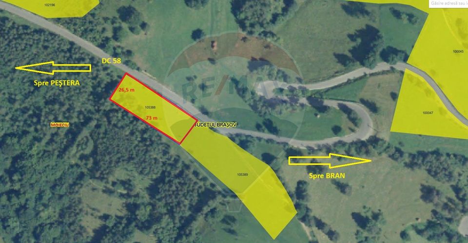 Teren extravilan, 2000 mp, Sat Peștera (com Moieciu)