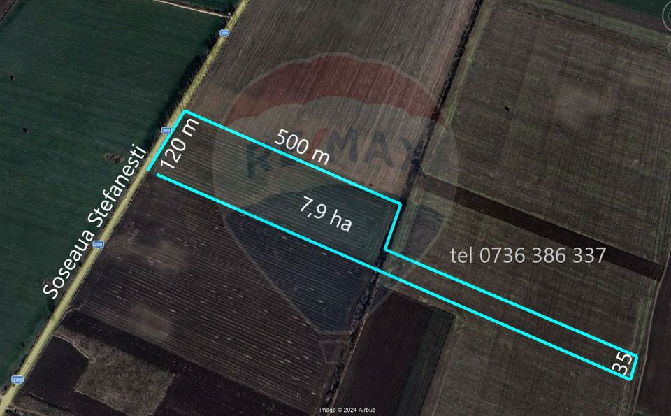 Teren industrial 7.9 ha, Afumati, deschidere 120m, Soseaua Stefanesti