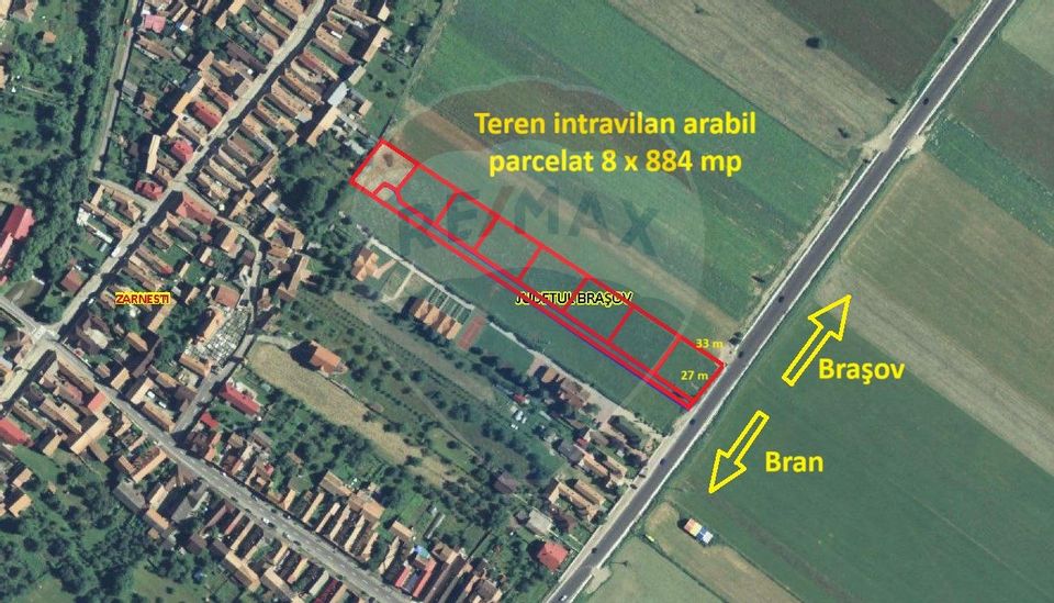 Teren intravilan, 8581 mp, la intrare în Bran, DN 73