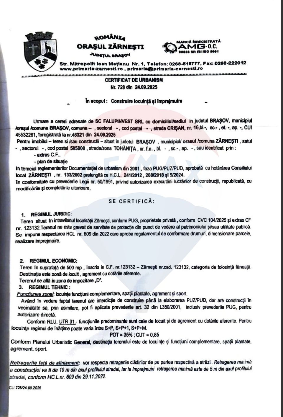 Land 500sqm Zarnesti / Strada Pe tarina