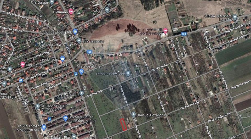 Teren Sanpetru -livada, Strada Nucului, 1300mp, bransament electric