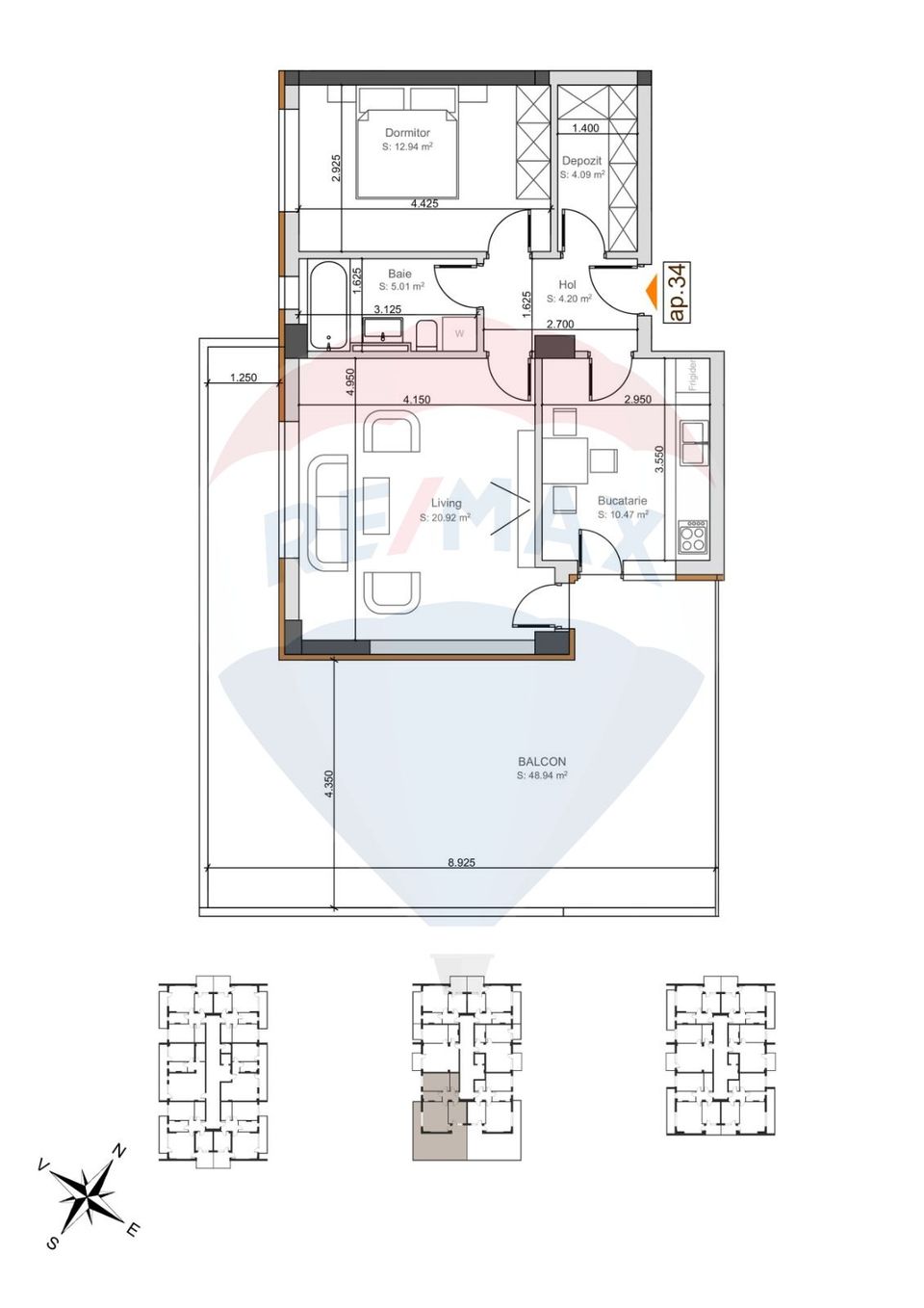 Apartament cu 2 camere de vânzare în zona Noua