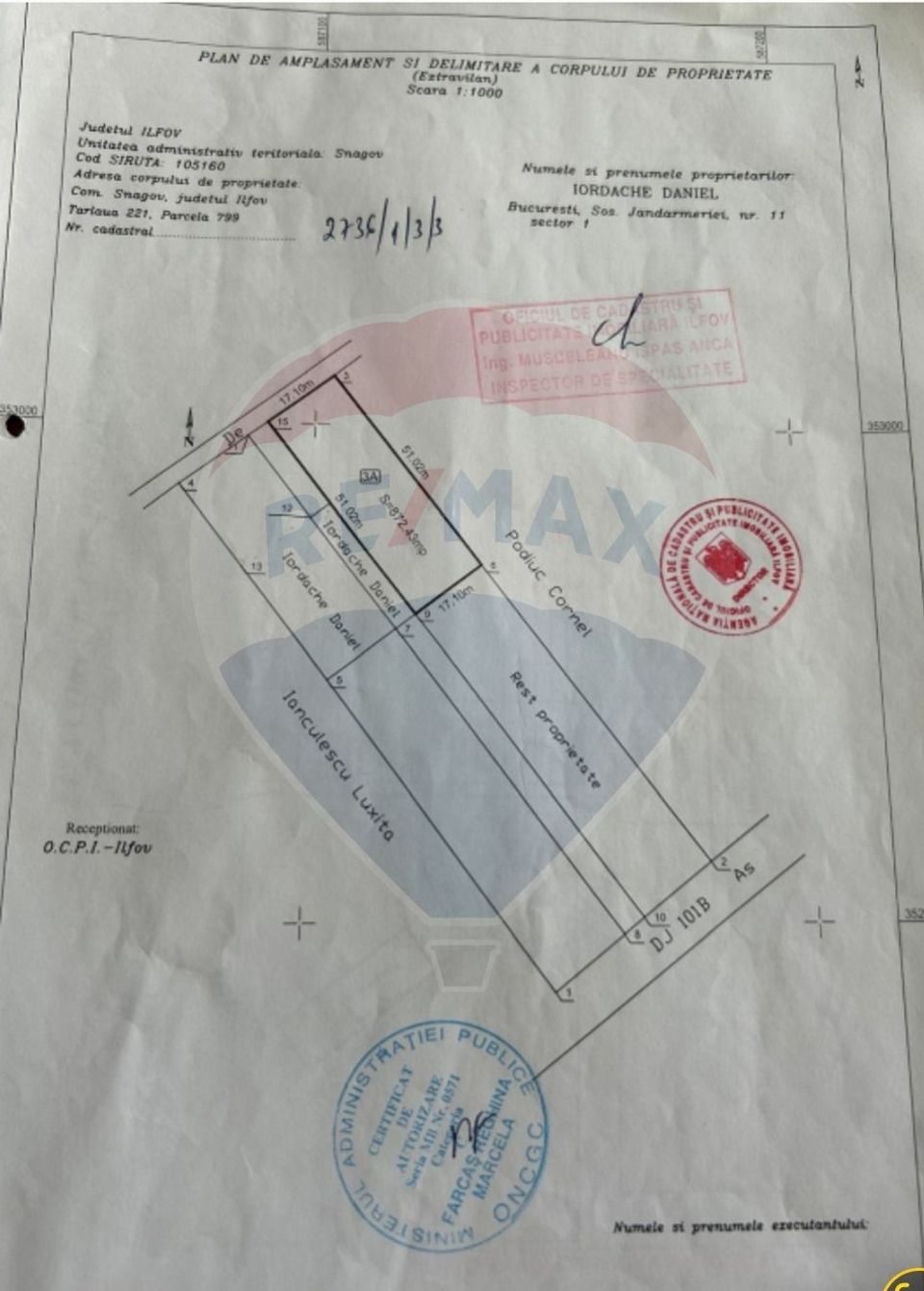 Land 872.43sqm Snagov / None
