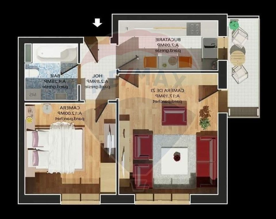 Apartament 2 camere, Prima Nufărul A5, loc parcare privat, de vânzare