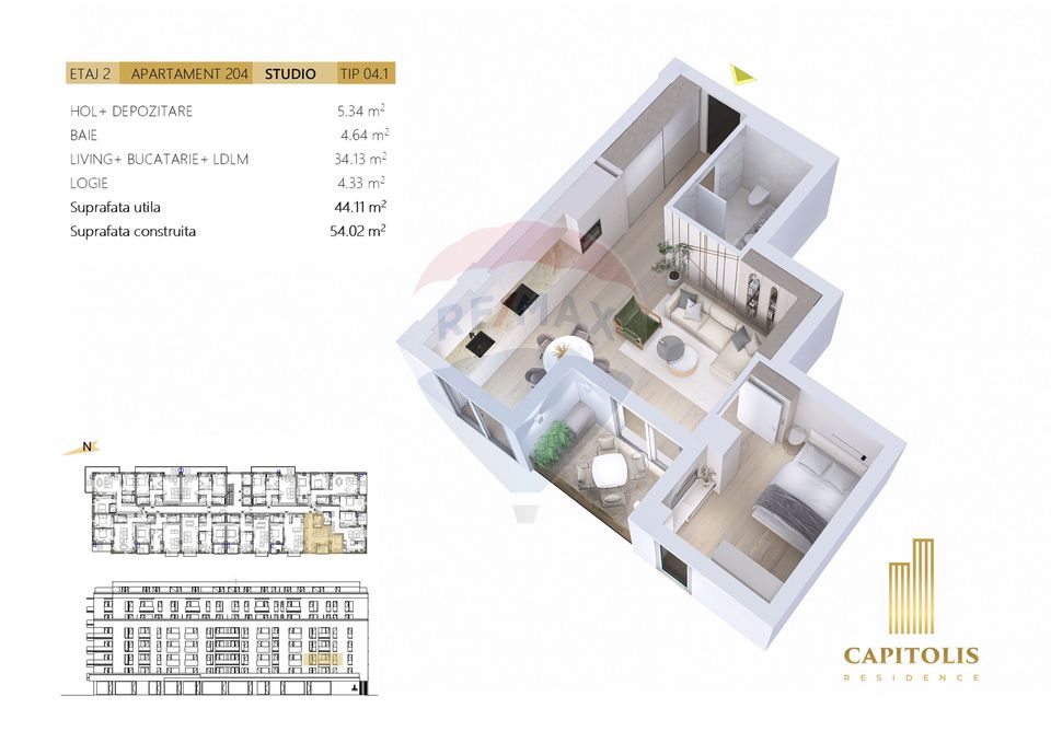 Apartament tip Studio I Etaj intermediar I Capitolis Residence