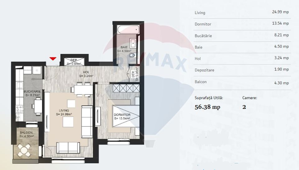 Vânzare apartamet 2 camere, Dârste