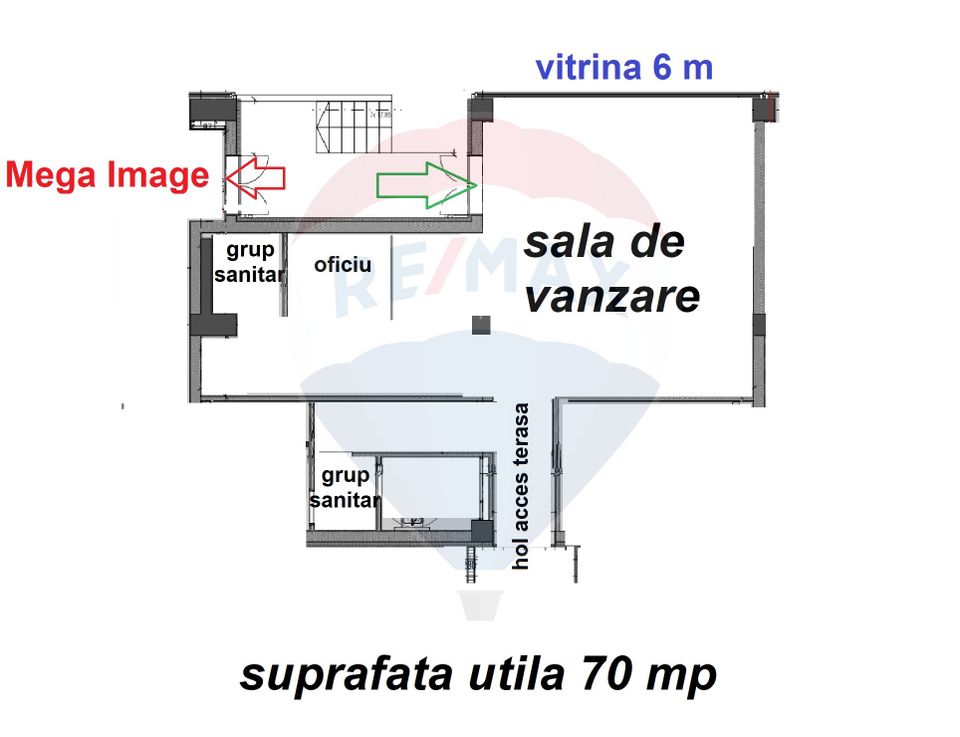 70sq.m Commercial Space for rent, Tractorul area