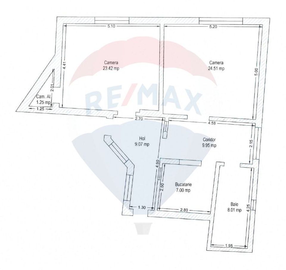 Apartament cu 2 camere de vânzare în zona Ultracentral