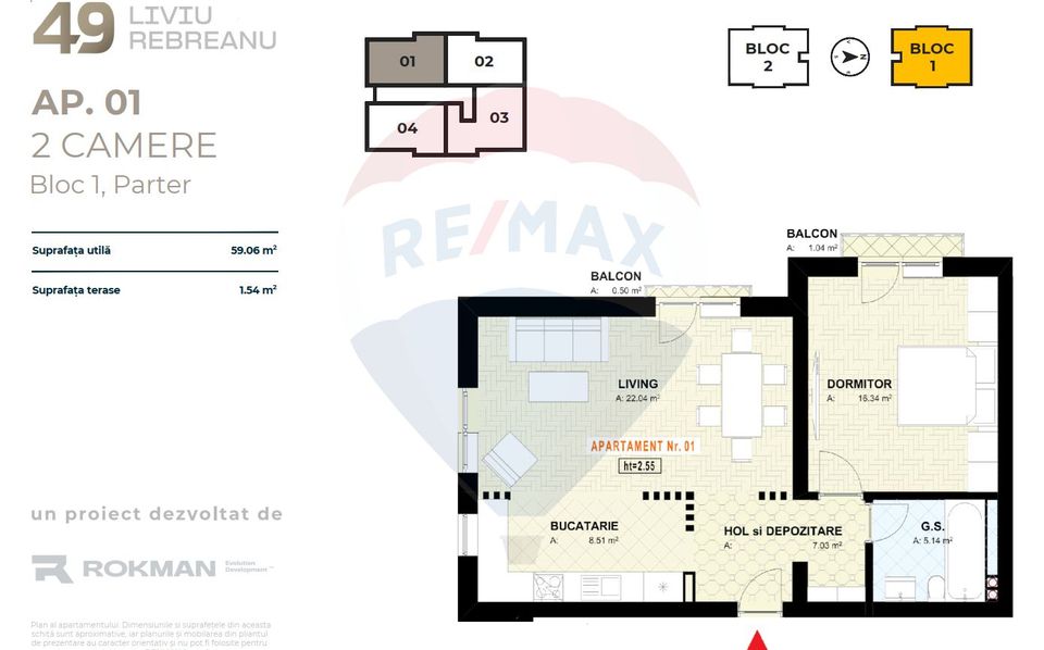 Apartament 2 camere | Rokman | Liviu Rebreanu 49 | Zona Coresi