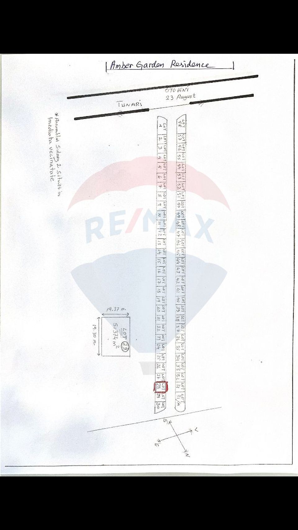 Land 374sqm Tunari / Strada 1 Decembrie