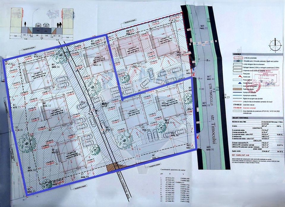 Proiect autorizat (AC) pentru constructia a 4 vile individuale P+M