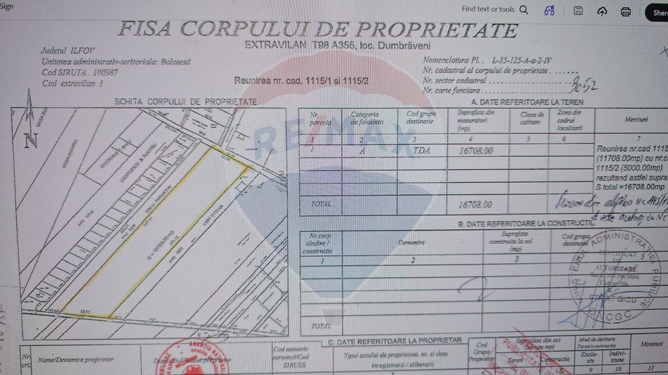 Land 16,700sqm Balotesti / Strada Erou Nicolae Voicu