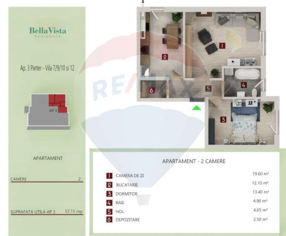 2 room Apartment for sale, Tractorul area