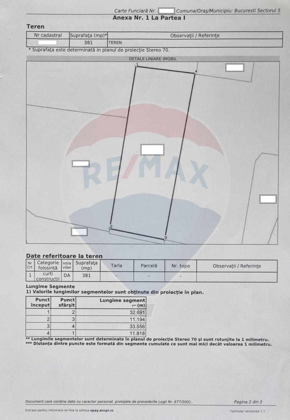 Land 381sqm Strada Sabinelor