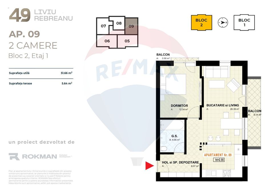 2 room Apartment for sale, Tractorul area