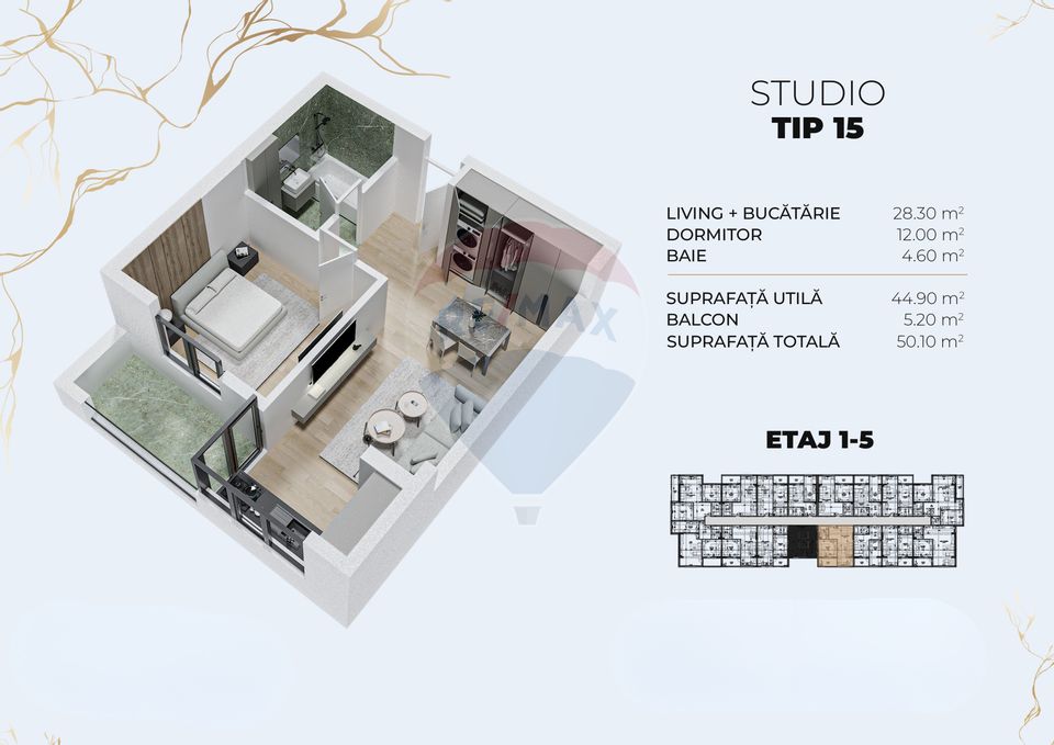 De Vanzare Studio 2 Camere 50 mp Bloc Nou 2026 Optiuni Parcare