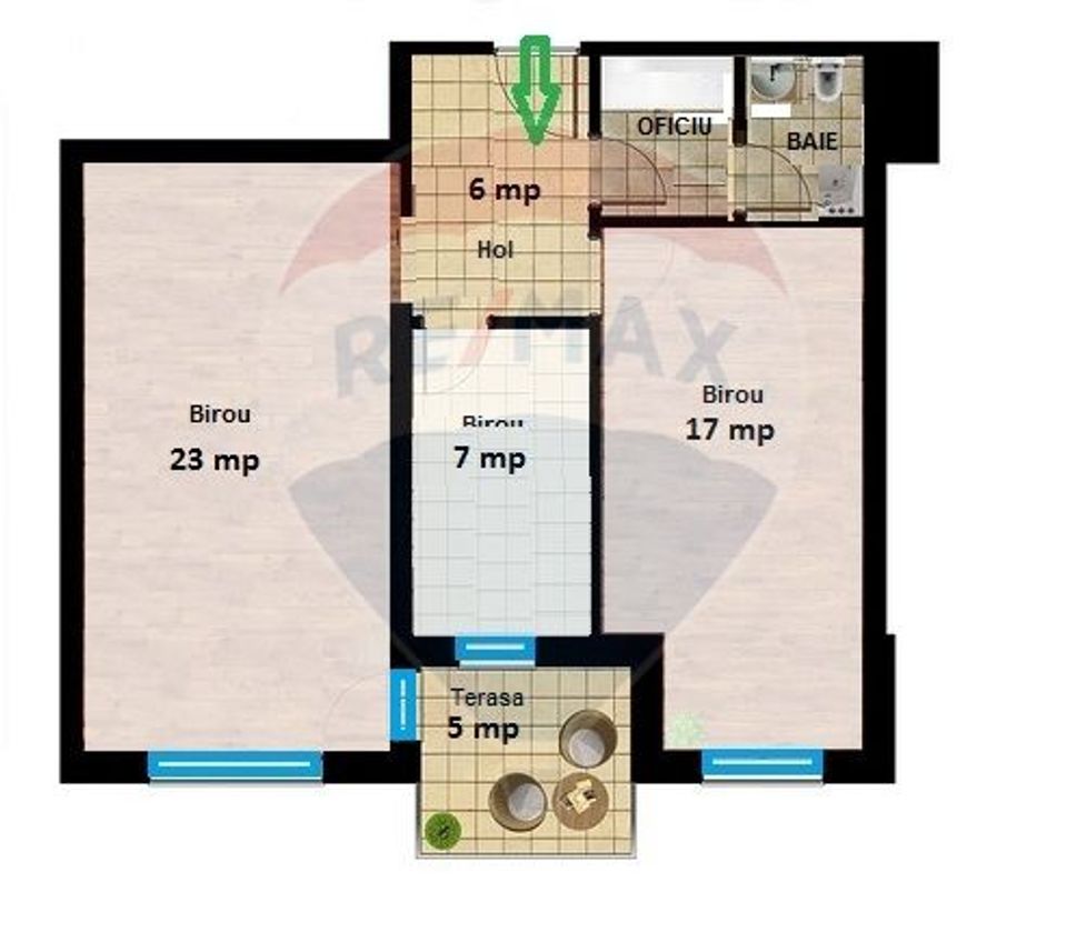 Spatiu birouri de inchiriat 60 mp Central