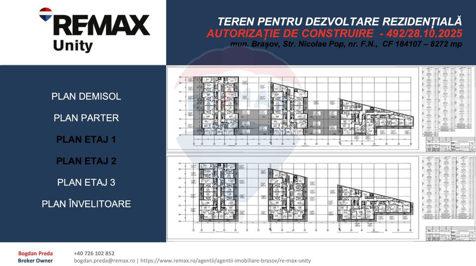 Teren dezvoltare rezidențială 8,272mp Brasov/AUTORIZATIE DE CONSTRUIRE