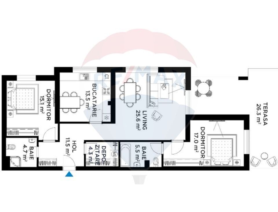 Apartament generos cu 3 camere in Sisesti - Metrou Straulesti