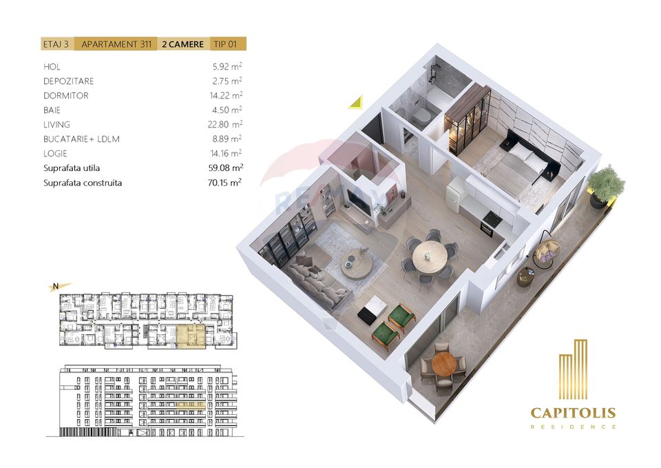 DEZVOLTATOR: Apartament cu 2 camere, Capitolis Residence, Tractorul